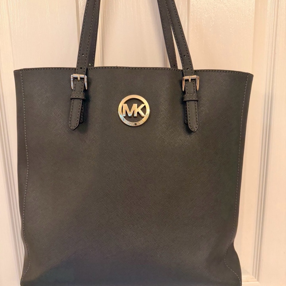 Michael Kors dark green Saffiano leather tote Bag